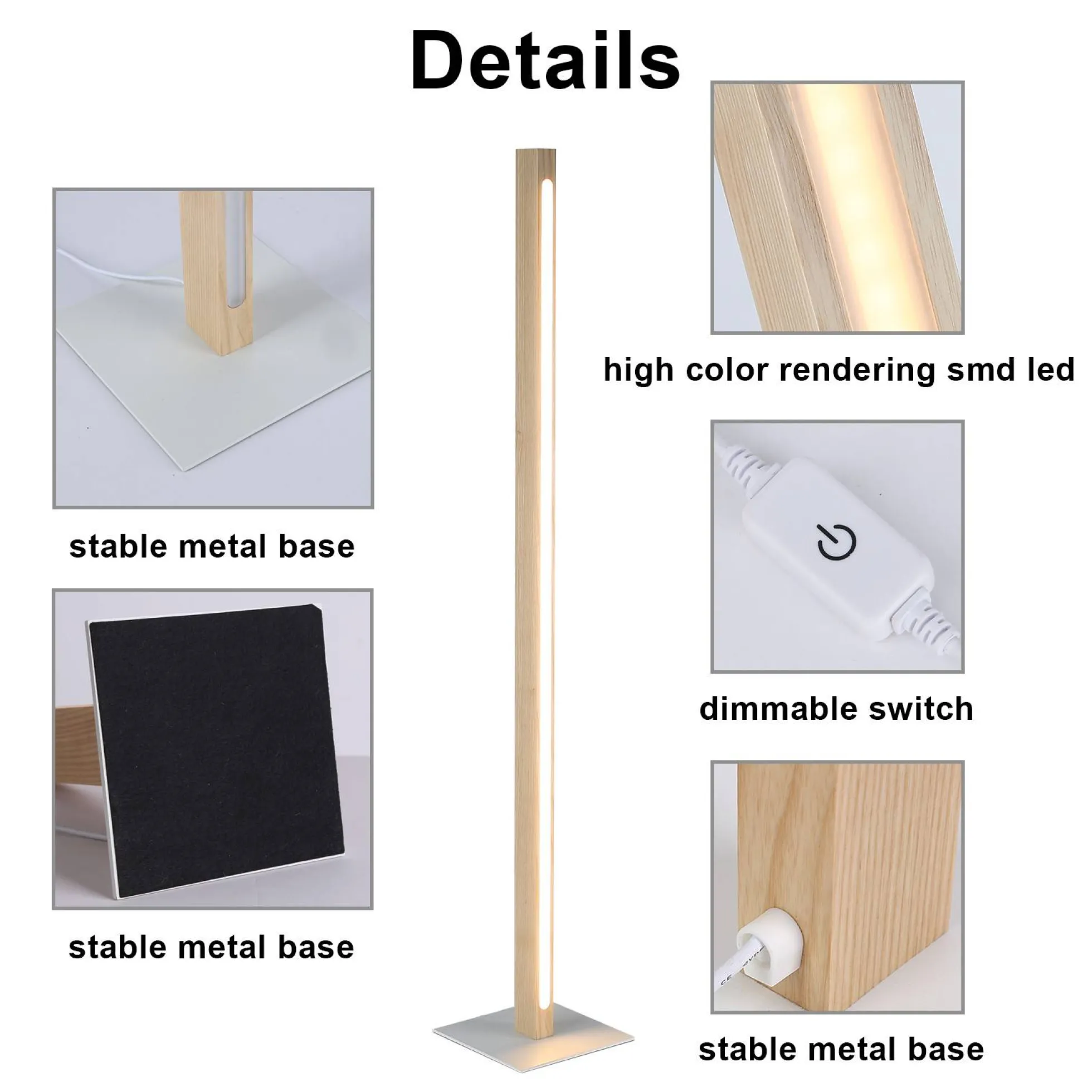 Lámpara de pie madera "Floak" 24W - Dimable - Blanco cálido