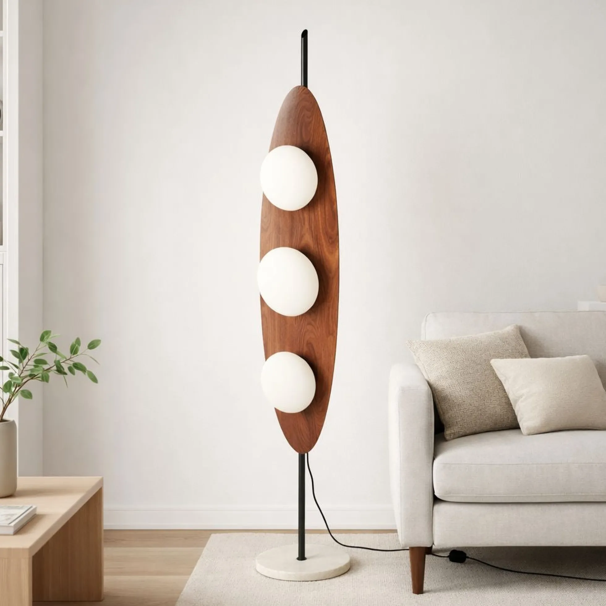 Lámpara de pie "Pacific" - Efecto madera - 3 x G9