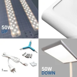 Lámpara de pie para oficina - 50W + 50W + 4W - 4000K - Bajo UGR