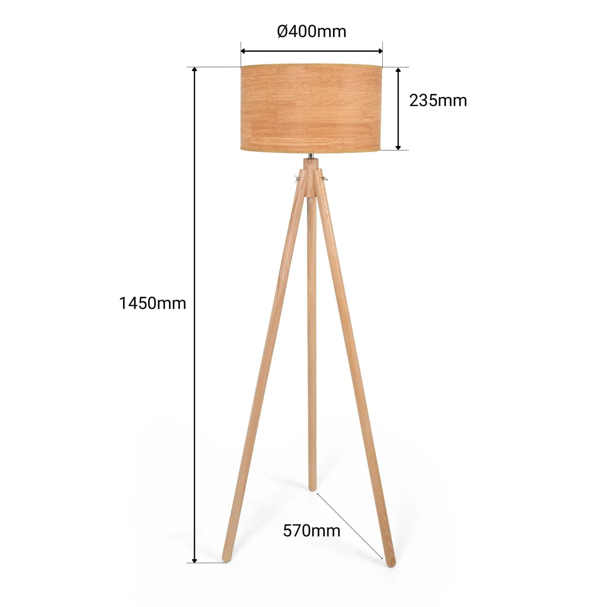 Lámpara de pie trípode "MARTINE" - Madera - E27