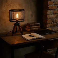 Lámpara de pie vintage con trípode