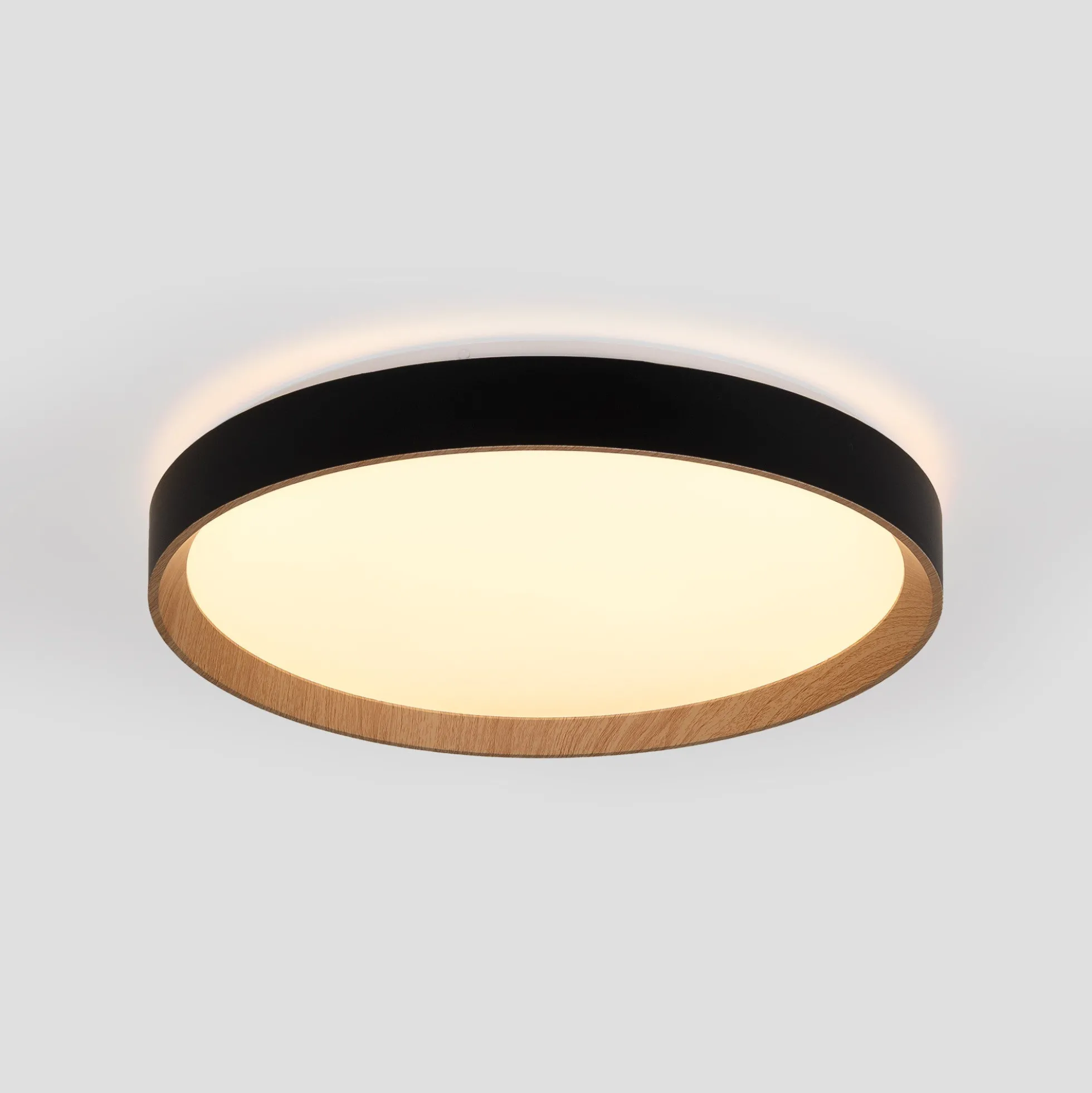 Lámpara de techo LED CCT tipo plafón - 36W - Efecto madera - Ø50cm