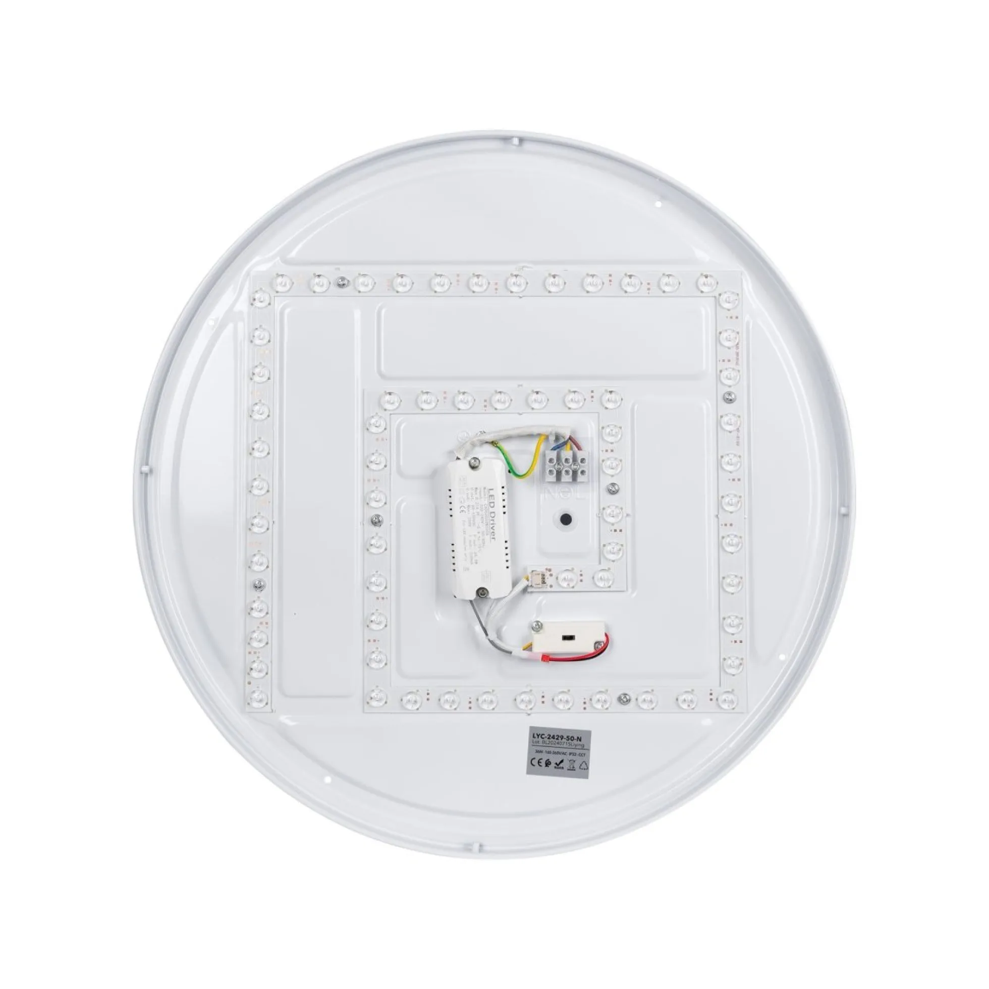 Lámpara de techo LED CCT tipo plafón - 36W - Efecto madera - Ø50cm