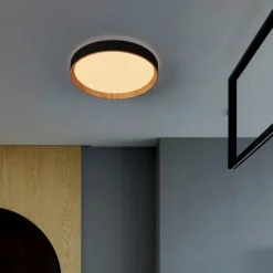 Lámpara de techo LED CCT tipo plafón - 36W - Efecto madera - Ø50cm