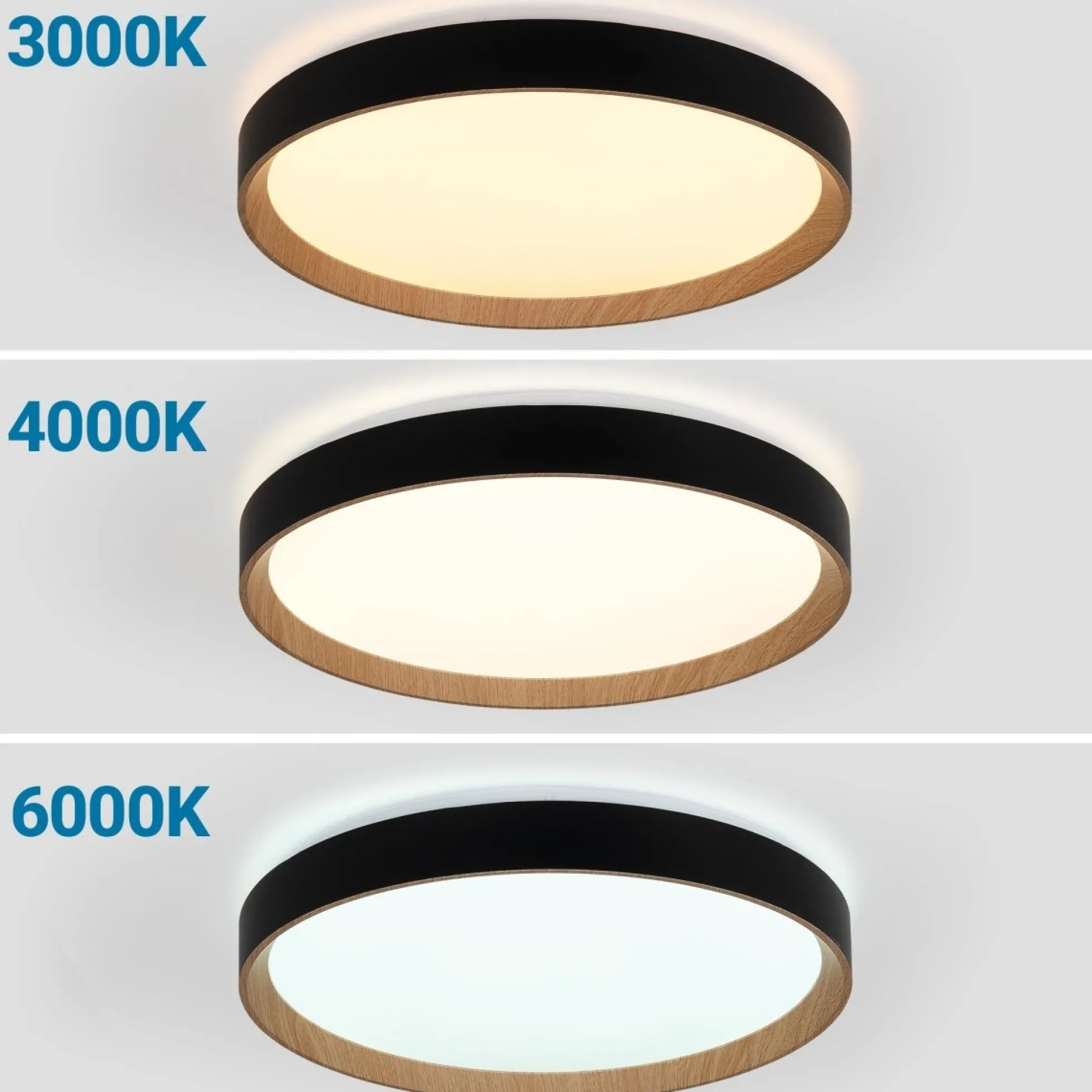 Lámpara de techo LED CCT tipo plafón - 36W - Efecto madera - Ø50cm