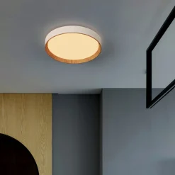 Lámpara de techo LED CCT tipo plafón - 36W - Efecto madera - Ø50cm