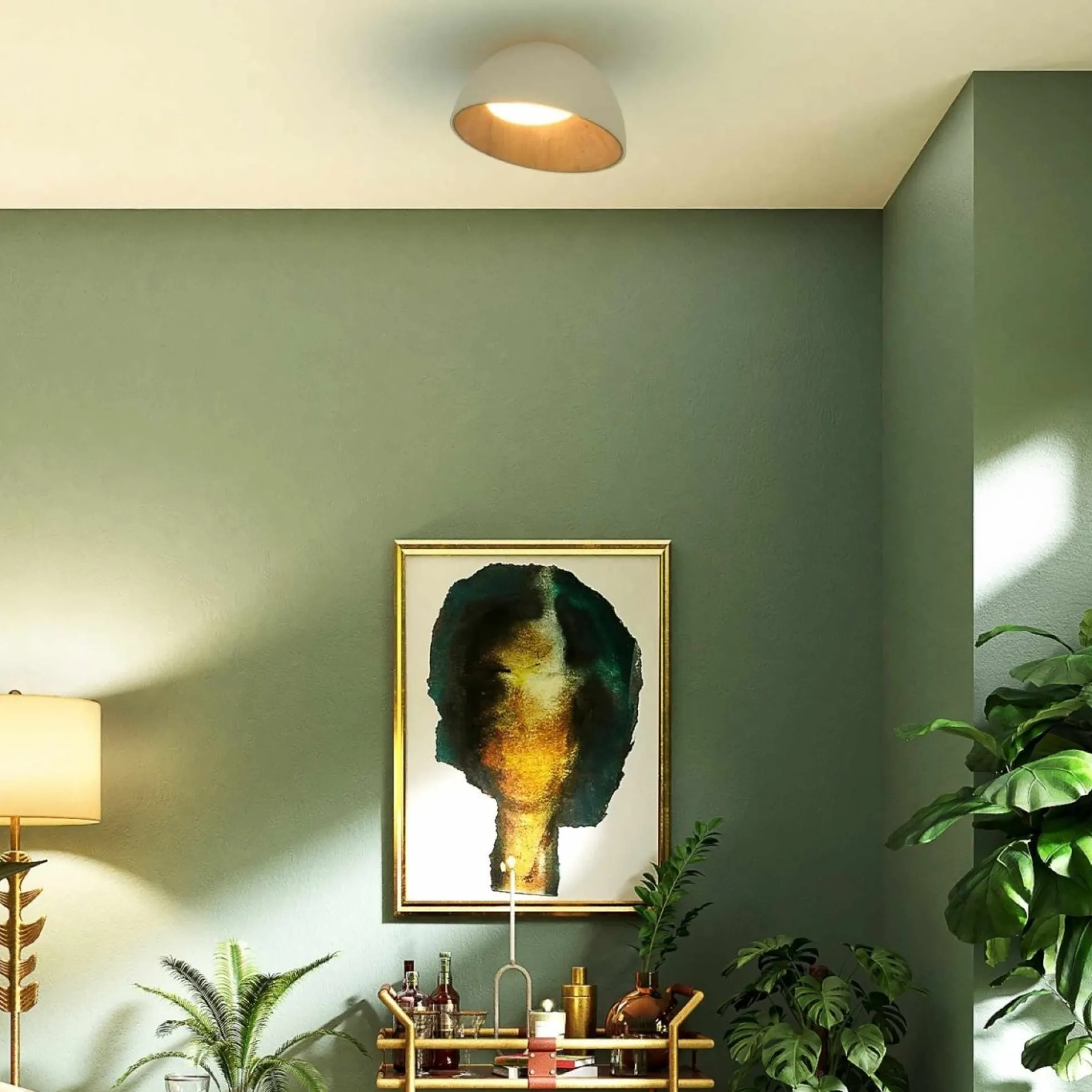 Lámpara de techo LED inclinada CCT 12W - Efecto madera - ø35cm
