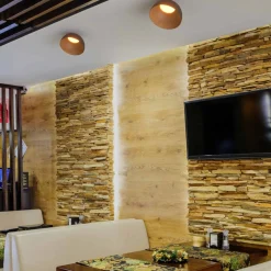 Lámpara de techo LED inclinada CCT 12W - Efecto madera - ø35cm