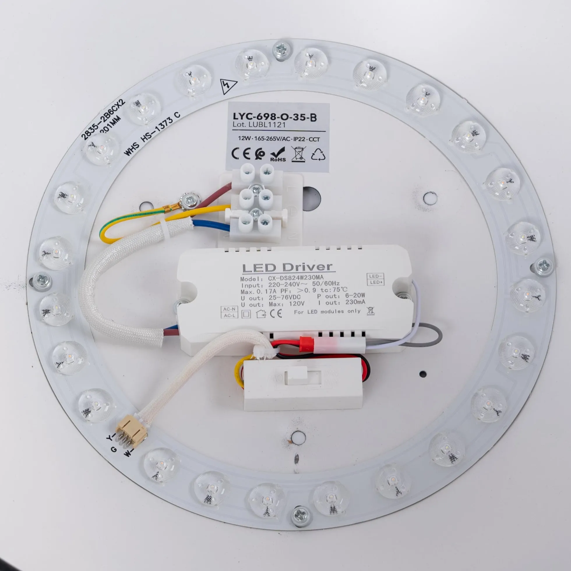 Lámpara de techo LED inclinada CCT 12W - Efecto madera - ø35cm