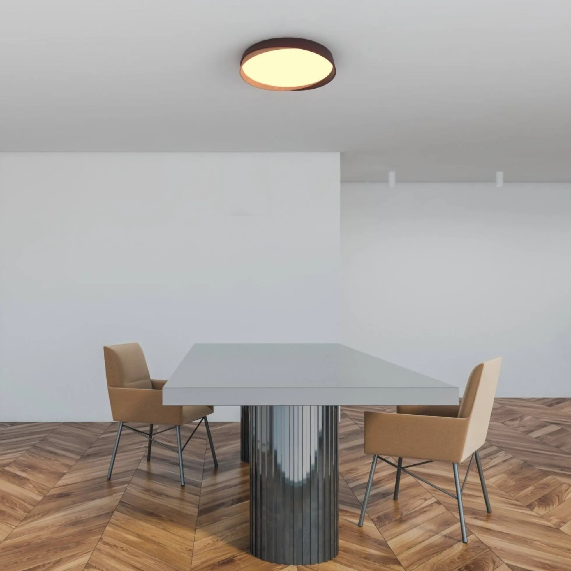 Lámpara de techo LED tipo plafón CCT 36W - Efecto madera - ø50cm - IP22