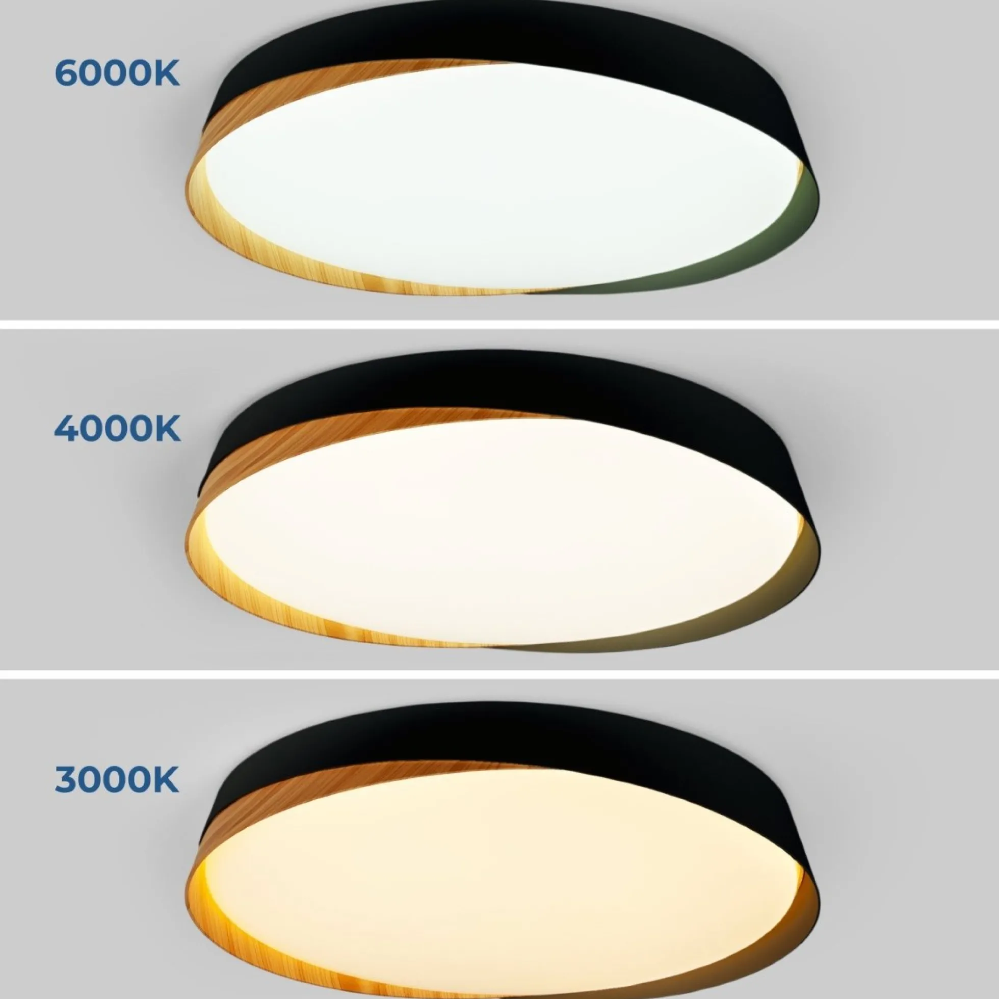 Lámpara de techo LED tipo plafón CCT 36W - Efecto madera - ø50cm - IP22