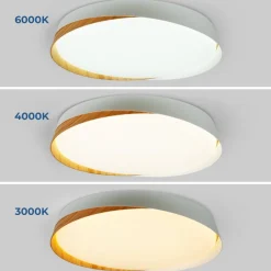 Lámpara de techo LED tipo plafón CCT 36W - Efecto madera - ø50cm - IP22