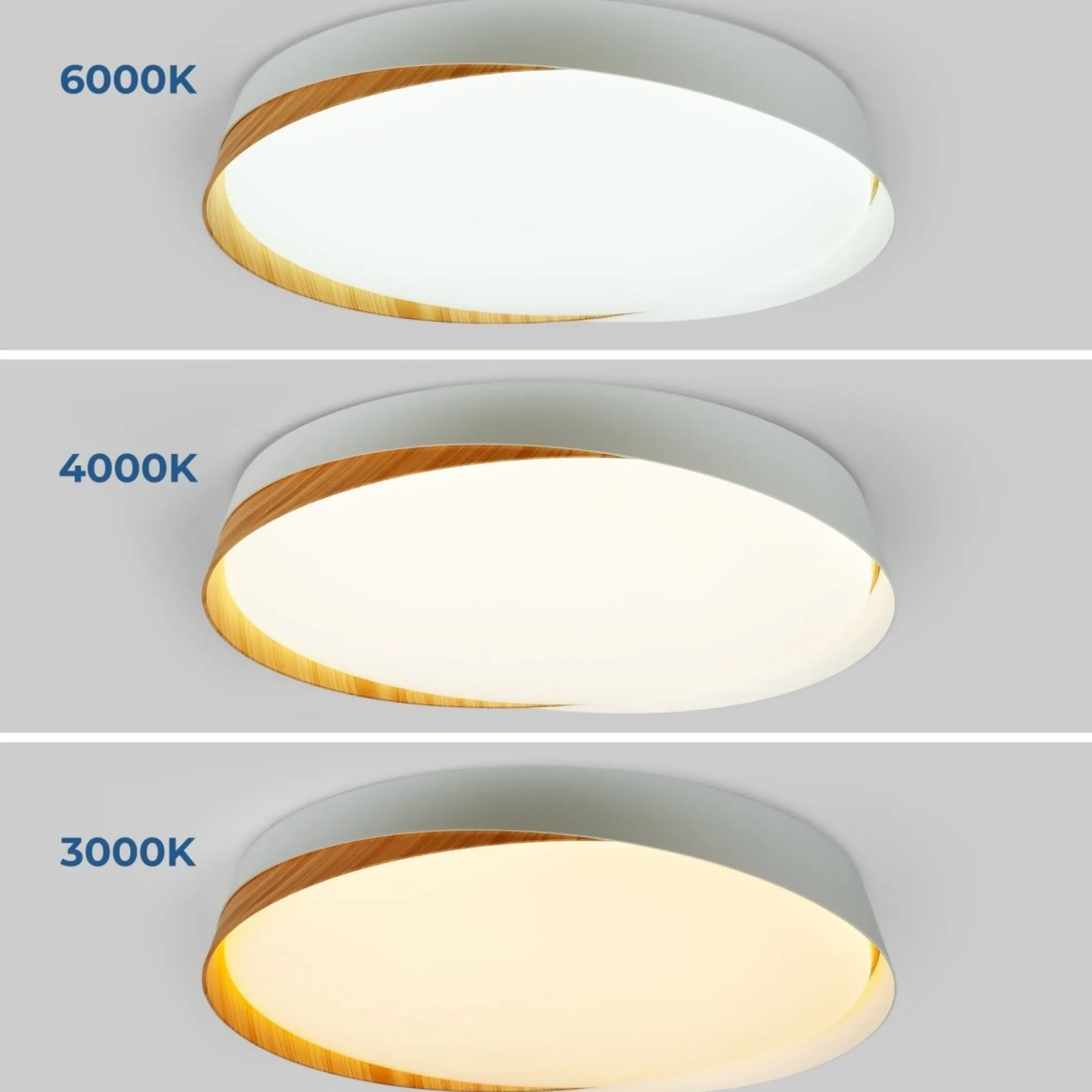 Lámpara de techo LED tipo plafón CCT 36W - Efecto madera - ø50cm - IP22