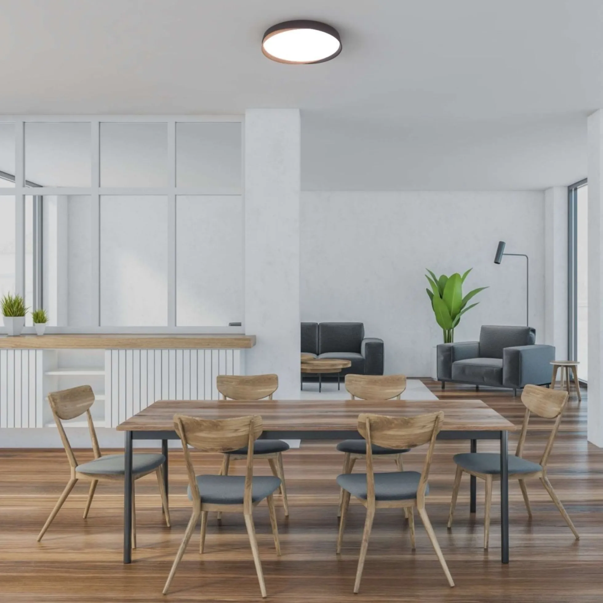 Lámpara de techo LED tipo plafón CCT 36W - Efecto madera - ø50cm - IP22