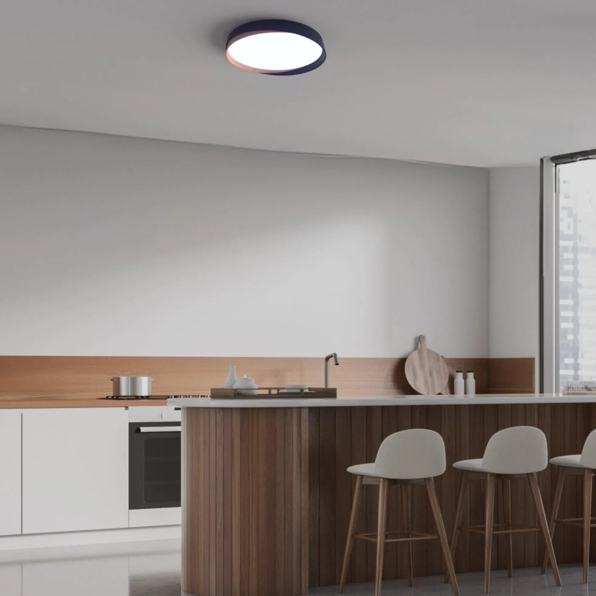 Lámpara de techo LED tipo plafón CCT 36W - Efecto madera - ø50cm - IP22