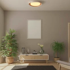 Lámpara de techo LED tipo plafón CCT 24W - Efecto madera - Ø45cm