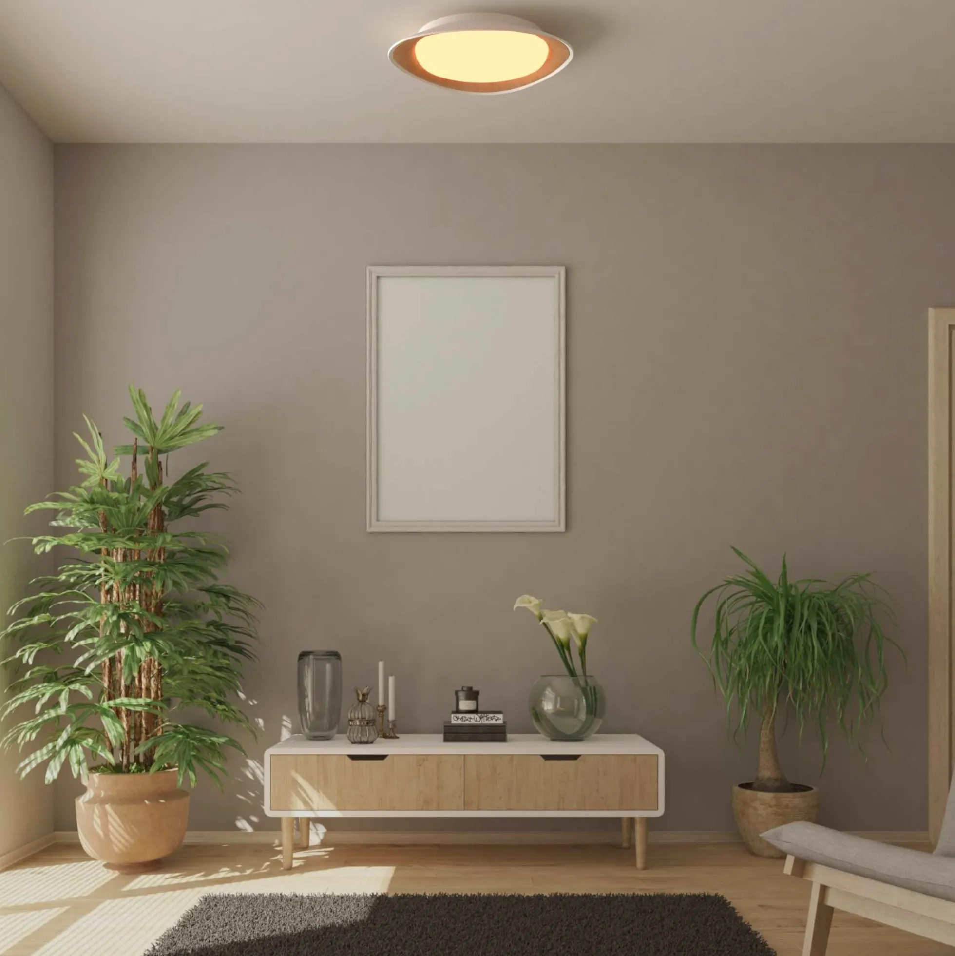 Lámpara de techo LED tipo plafón CCT 24W - Efecto madera - Ø45cm