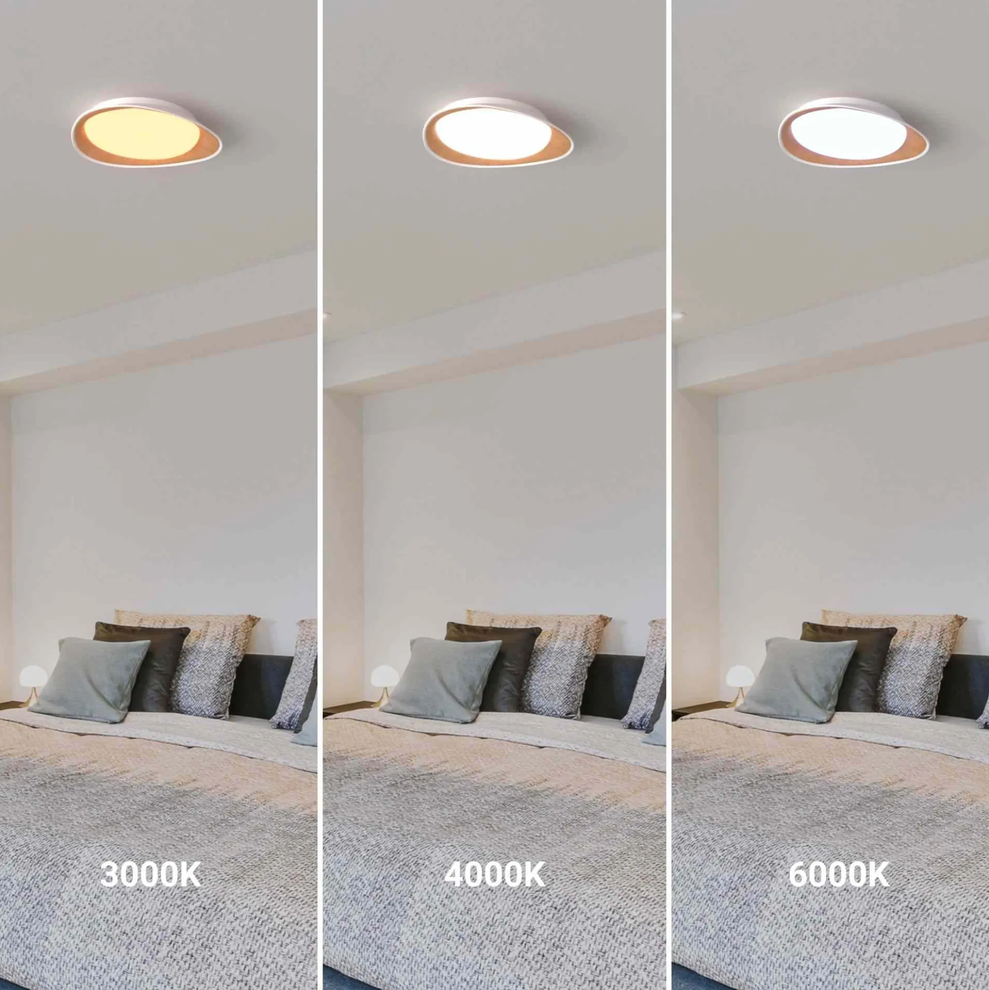 Lámpara de techo LED tipo plafón CCT 24W - Efecto madera - Ø45cm