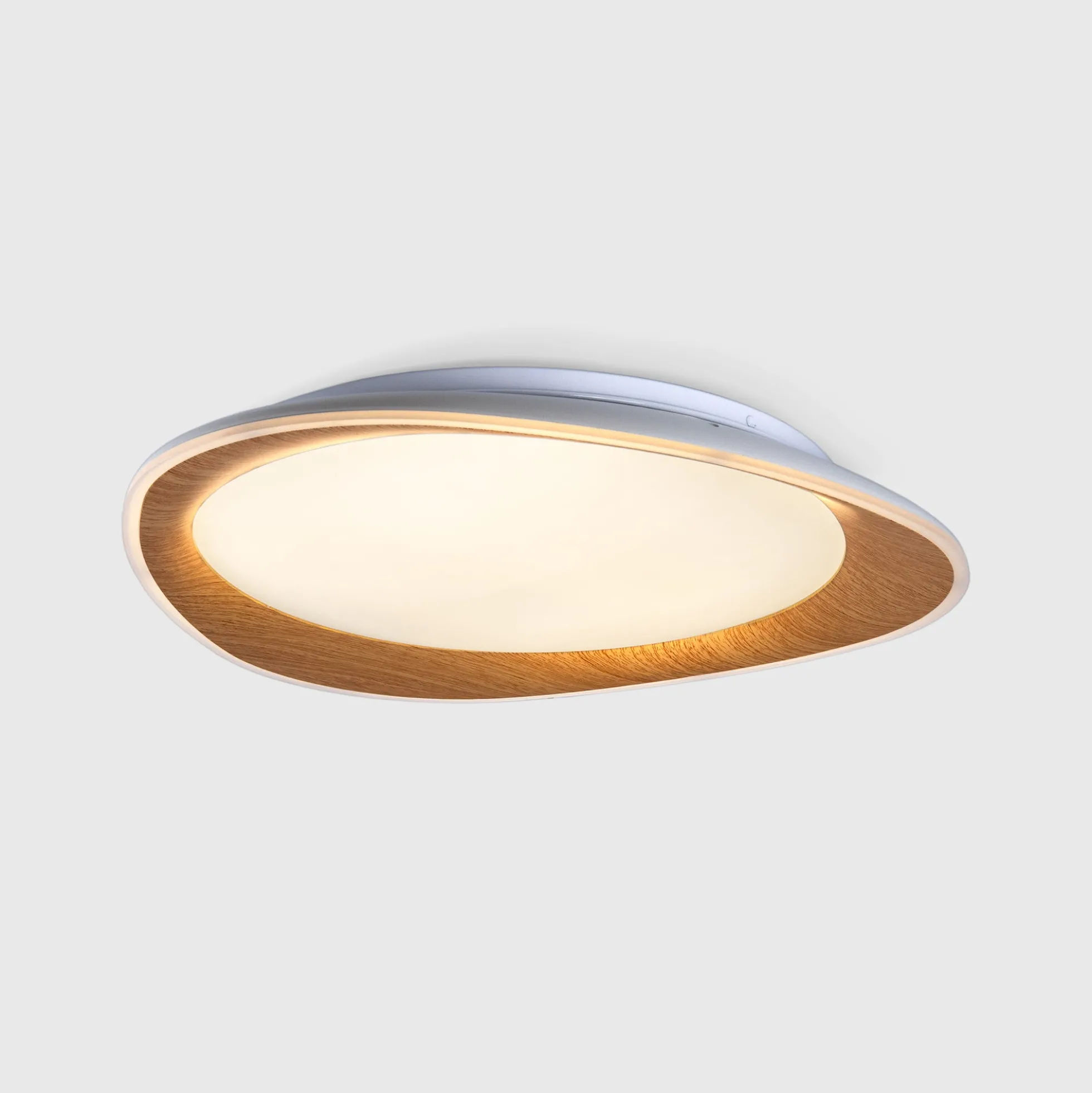 Lámpara de techo LED tipo plafón CCT 24W - Efecto madera - Ø45cm