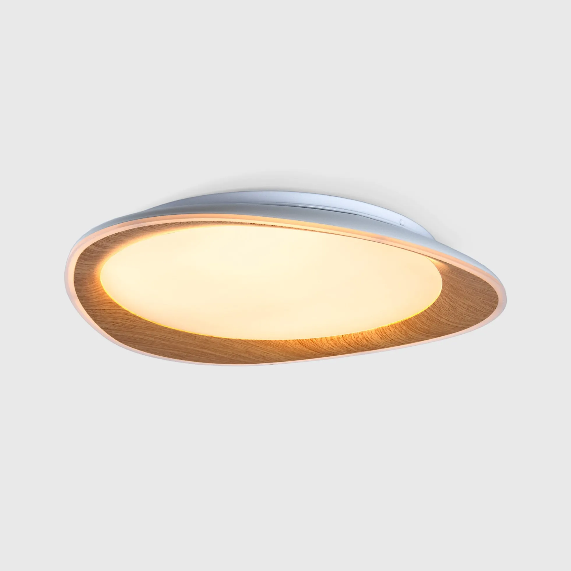 Lámpara de techo LED tipo plafón CCT 24W - Efecto madera - Ø45cm