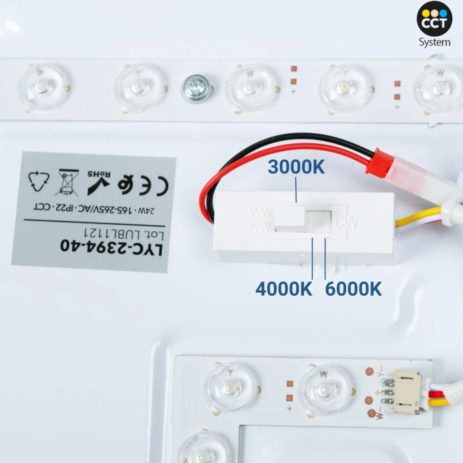Lámpara de techo LED tipo plafón CCT 24W - Efecto madera - ø40cm - IP22