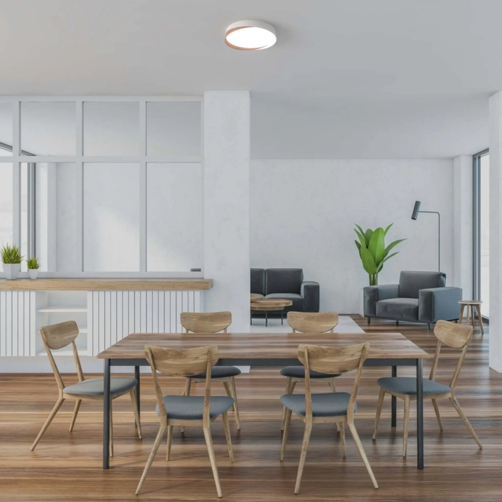 Lámpara de techo LED tipo plafón CCT 24W - Efecto madera - ø40cm - IP22