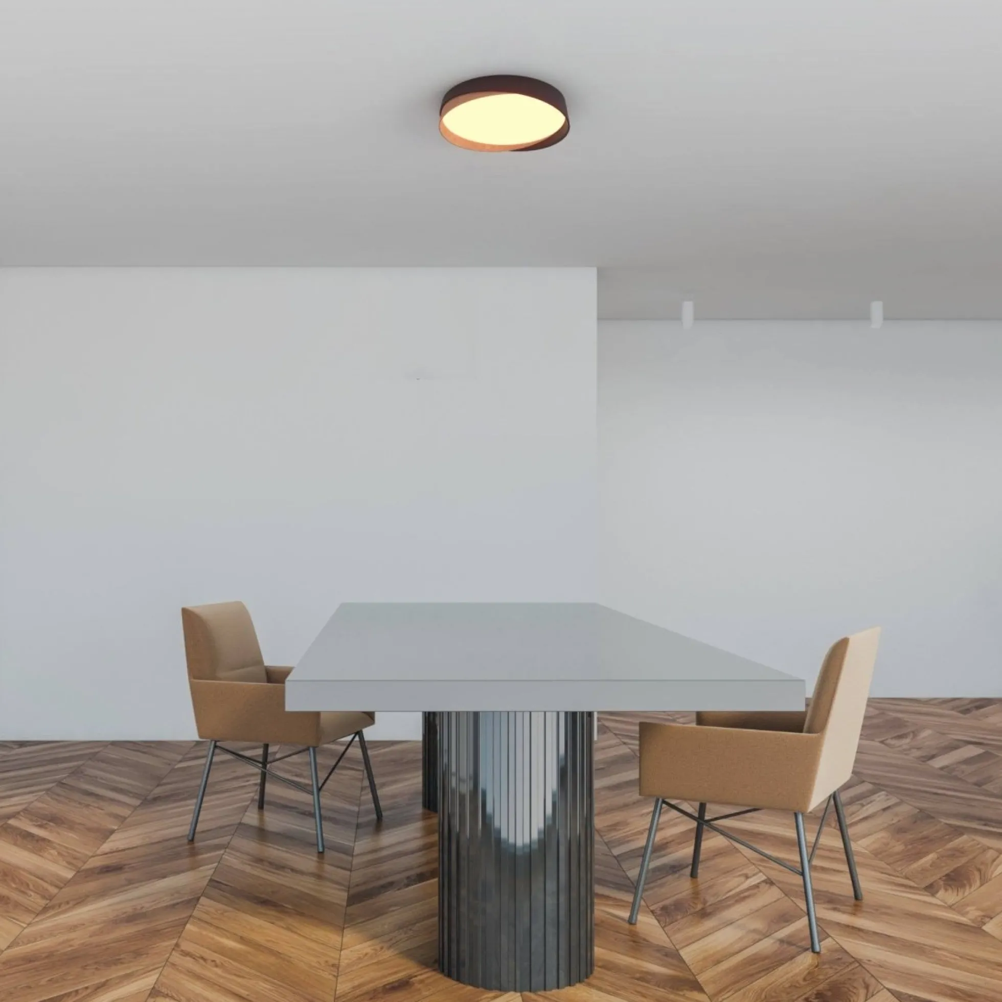 Lámpara de techo LED tipo plafón CCT 24W - Efecto madera - ø40cm - IP22