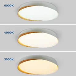 Lámpara de techo LED tipo plafón CCT 24W - Efecto madera - ø40cm - IP22