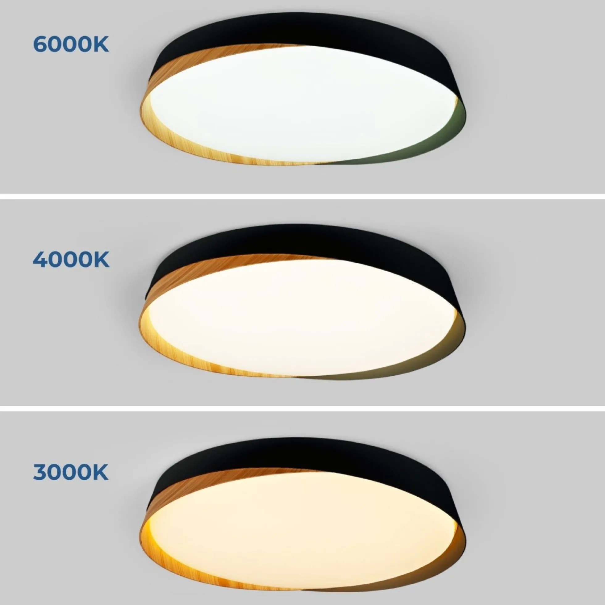 Lámpara de techo LED tipo plafón CCT 24W - Efecto madera - ø40cm - IP22