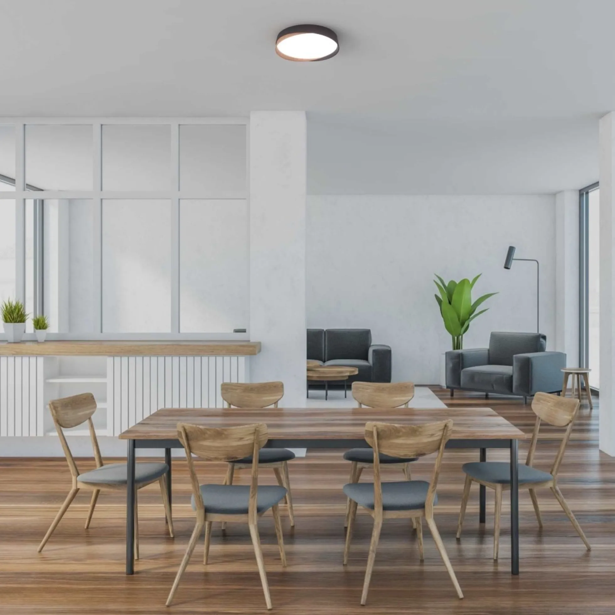Lámpara de techo LED tipo plafón CCT 24W - Efecto madera - ø40cm - IP22