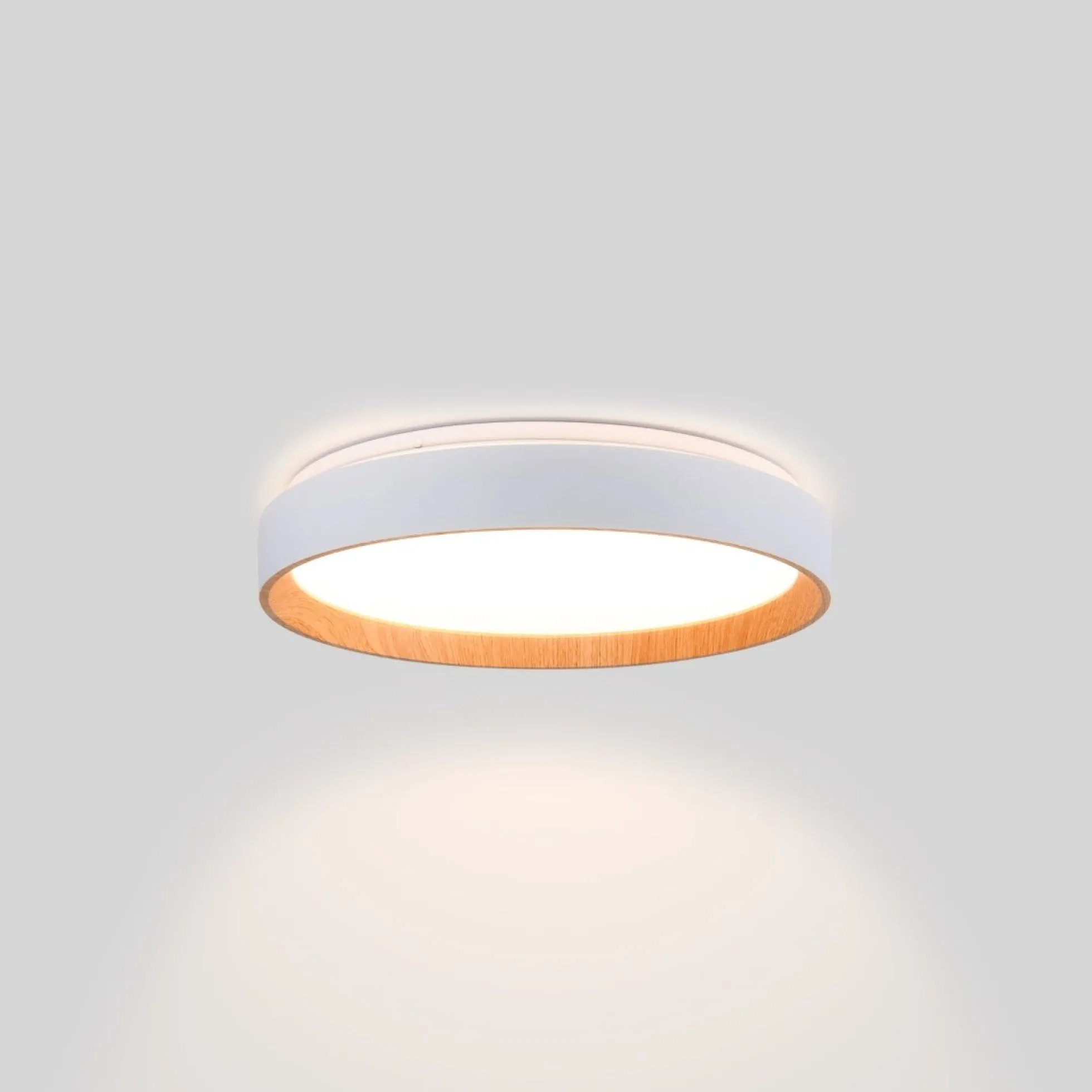 Lámpara de techo LED tipo plafón CCT 24W - Efecto madera - Ø40cm