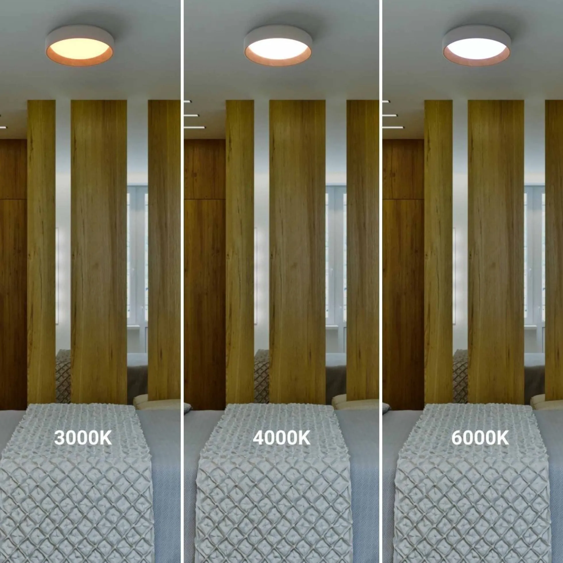 Lámpara de techo LED tipo plafón CCT 24W - Efecto madera - Ø40cm