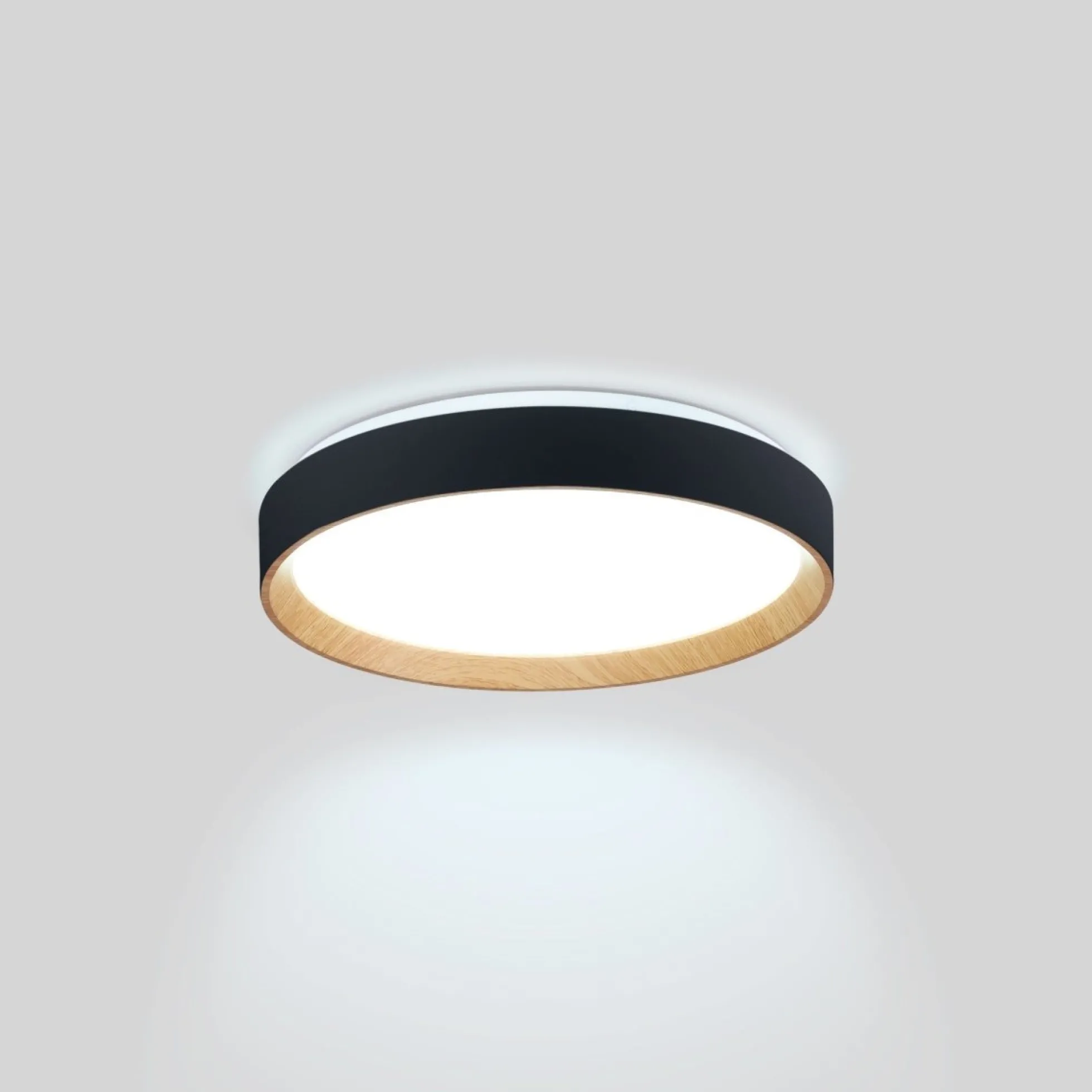 Lámpara de techo LED tipo plafón CCT 24W - Efecto madera - Ø40cm