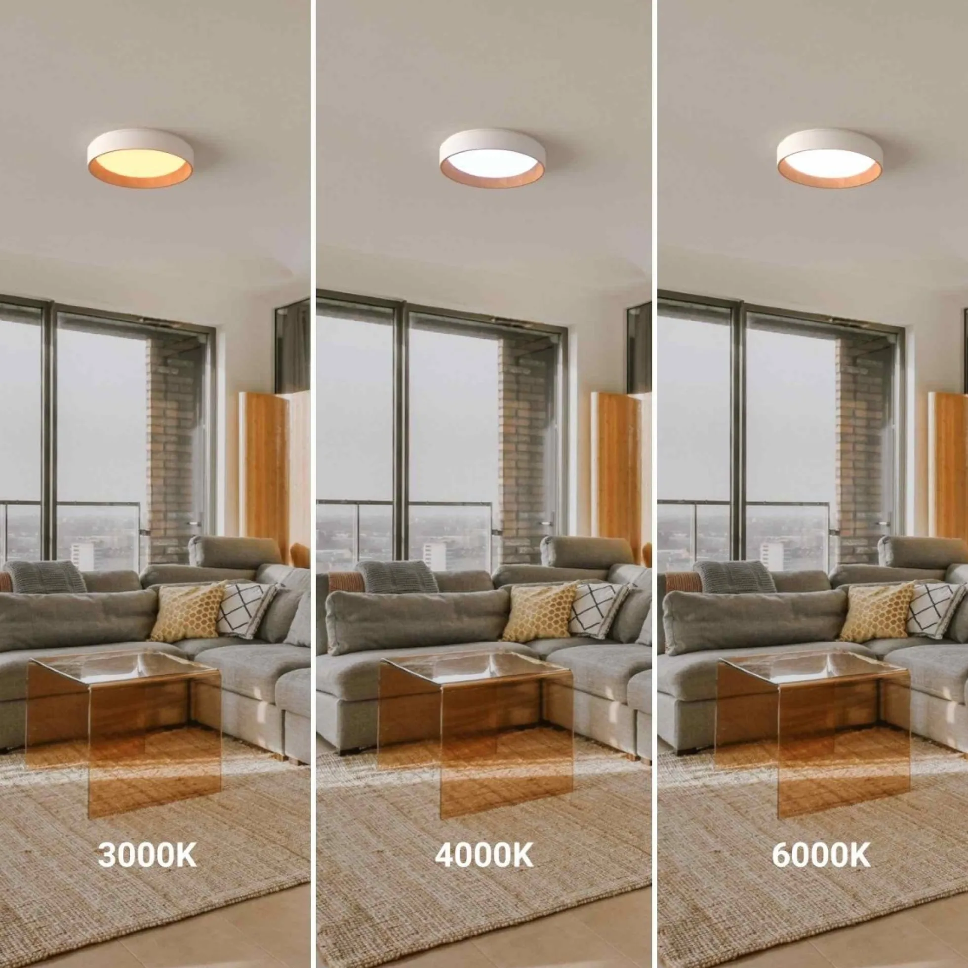 Lámpara de techo LED tipo plafón CCT 24W - Efecto madera - Ø40cm
