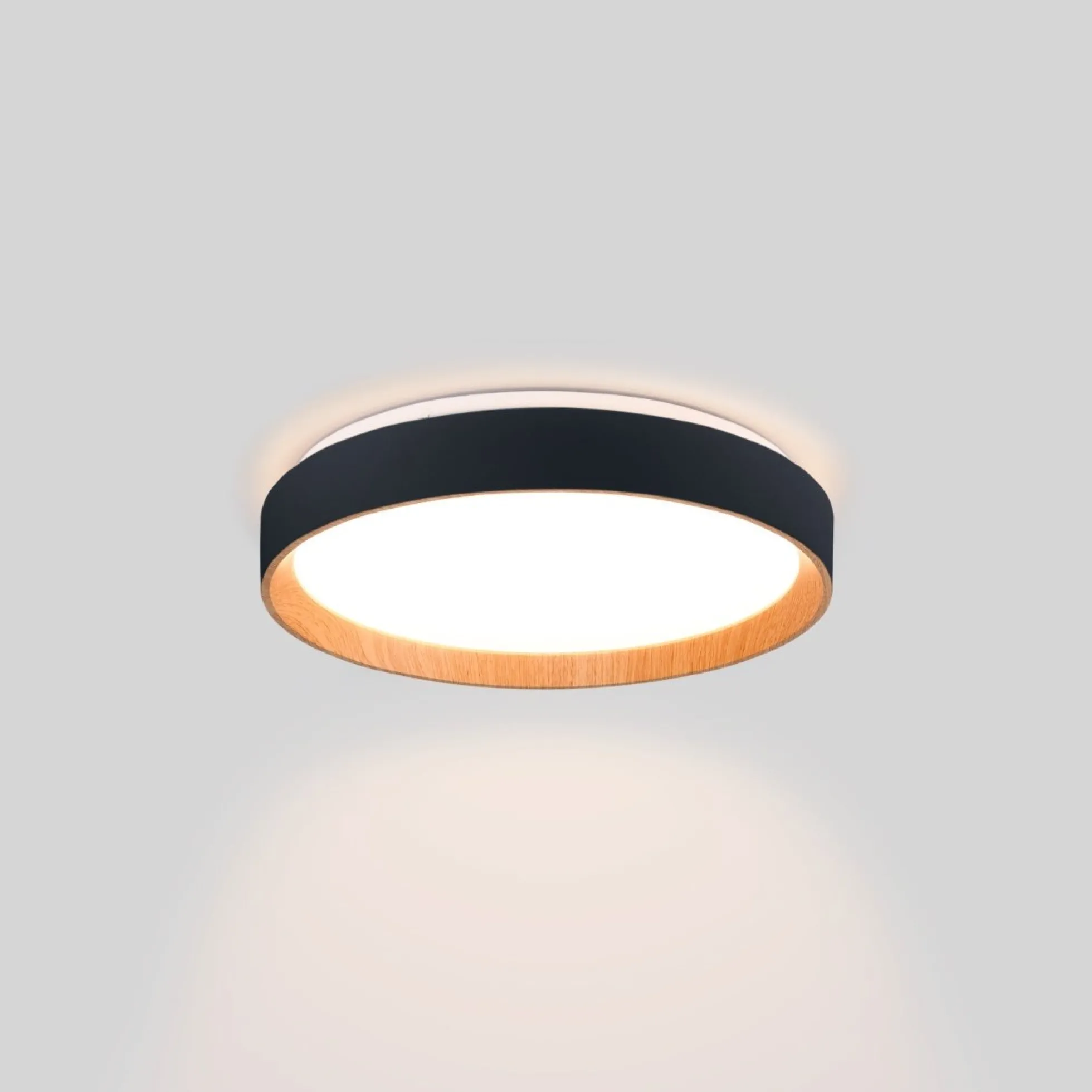 Lámpara de techo LED tipo plafón CCT 24W - Efecto madera - Ø40cm