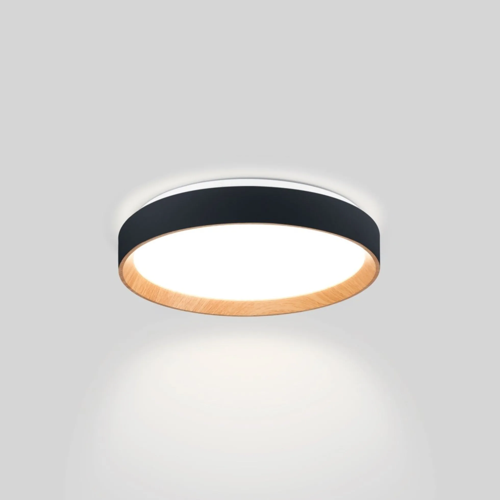 Lámpara de techo LED tipo plafón CCT 24W - Efecto madera - Ø40cm