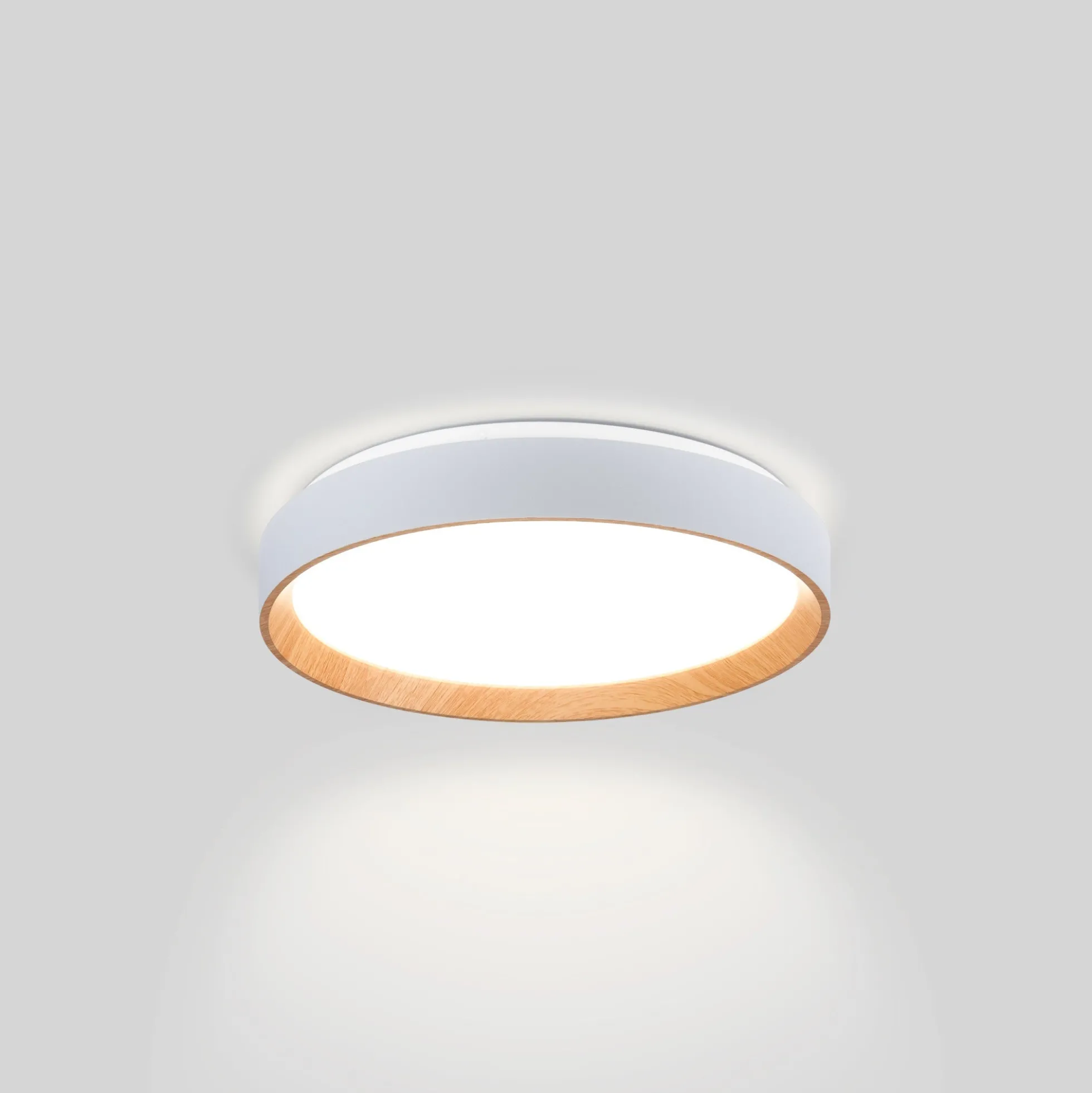 Lámpara de techo LED tipo plafón CCT 24W - Efecto madera - Ø40cm