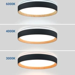 Lámpara de techo LED tipo plafón CCT 24W - Efecto madera - Ø40cm