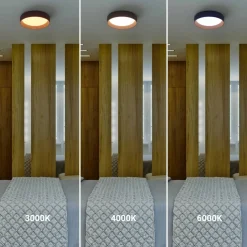 Lámpara de techo LED tipo plafón CCT 24W - Efecto madera - Ø40cm