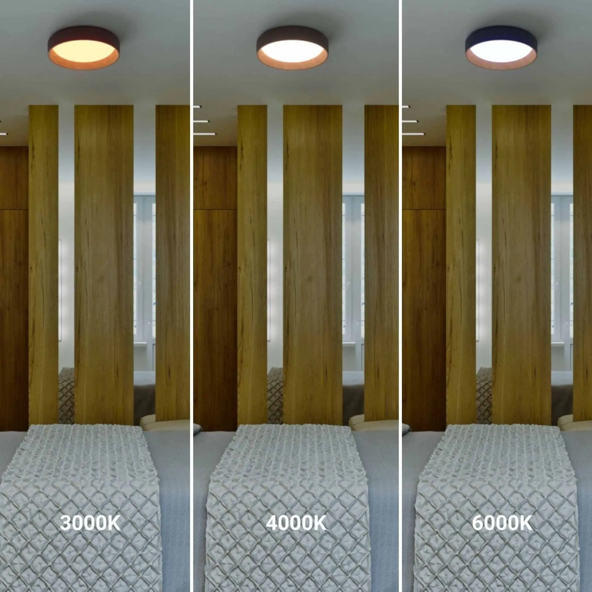Lámpara de techo LED tipo plafón CCT 24W - Efecto madera - Ø40cm