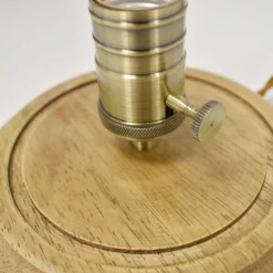 Lámpara de vidrio y madera para mesa