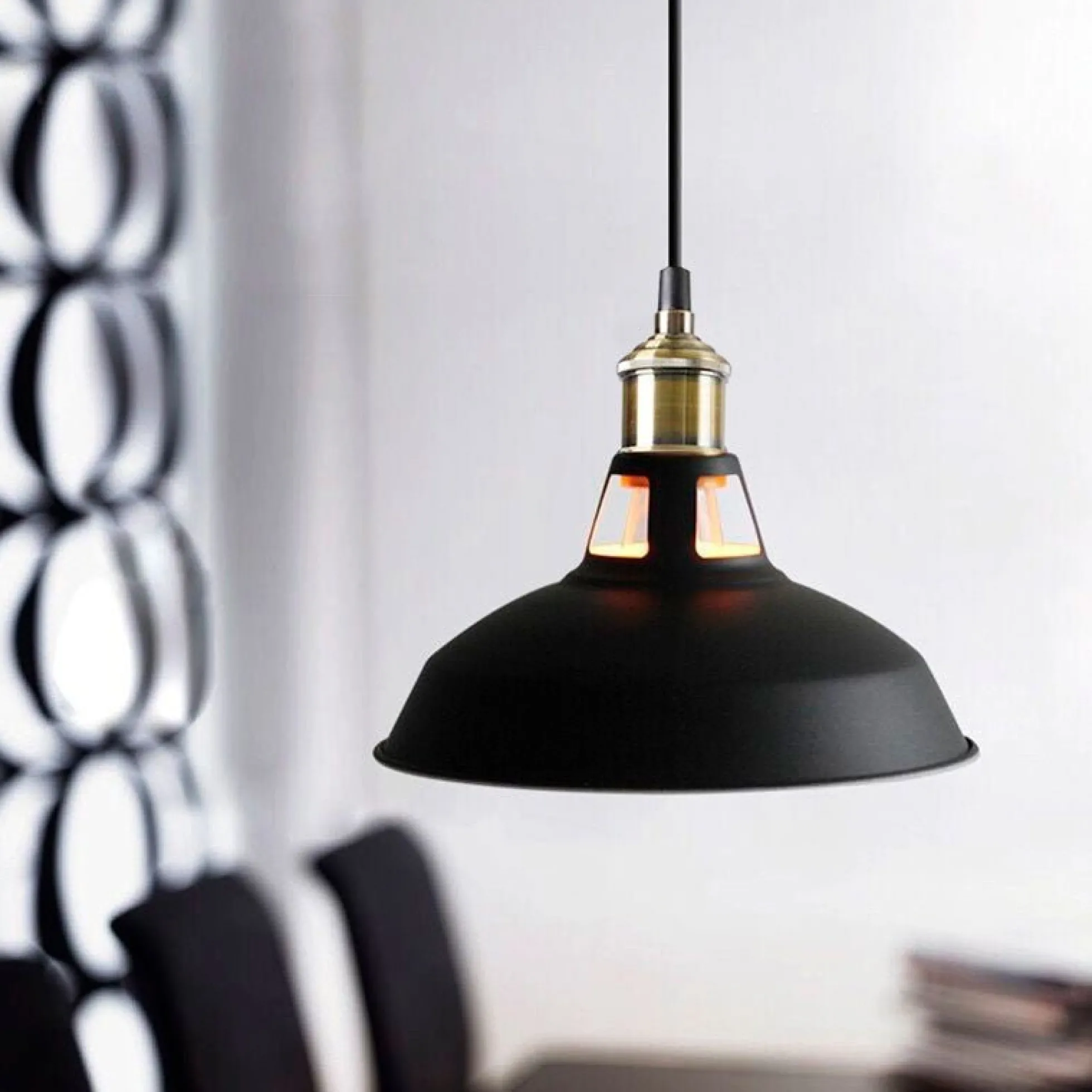 Lámpara industrial retro colgante "MANACOR" con cúpula de metal