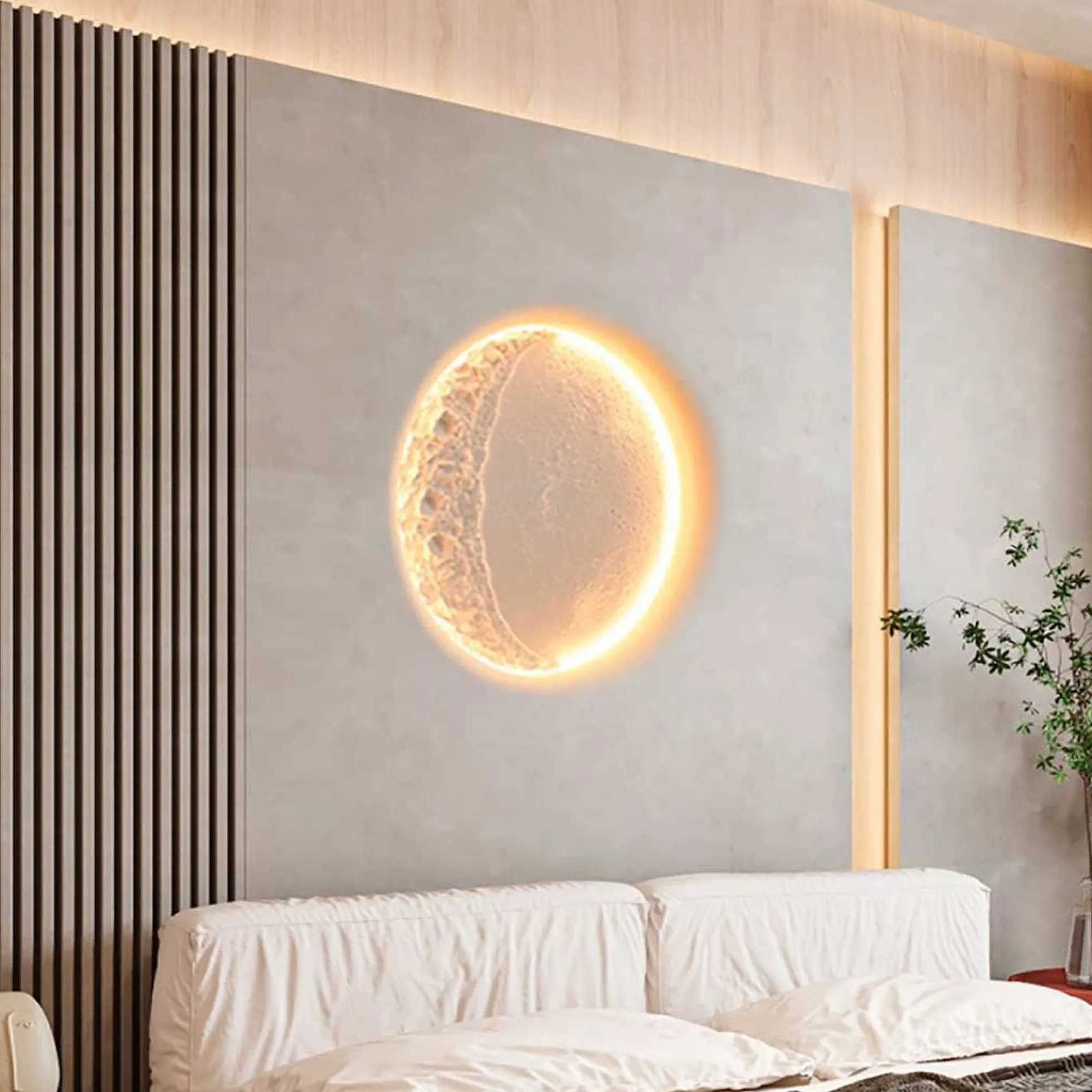 Lámpara integrable de escayola trimless en forma de luna "SIDEREUS" - 60x60cm - 17 W