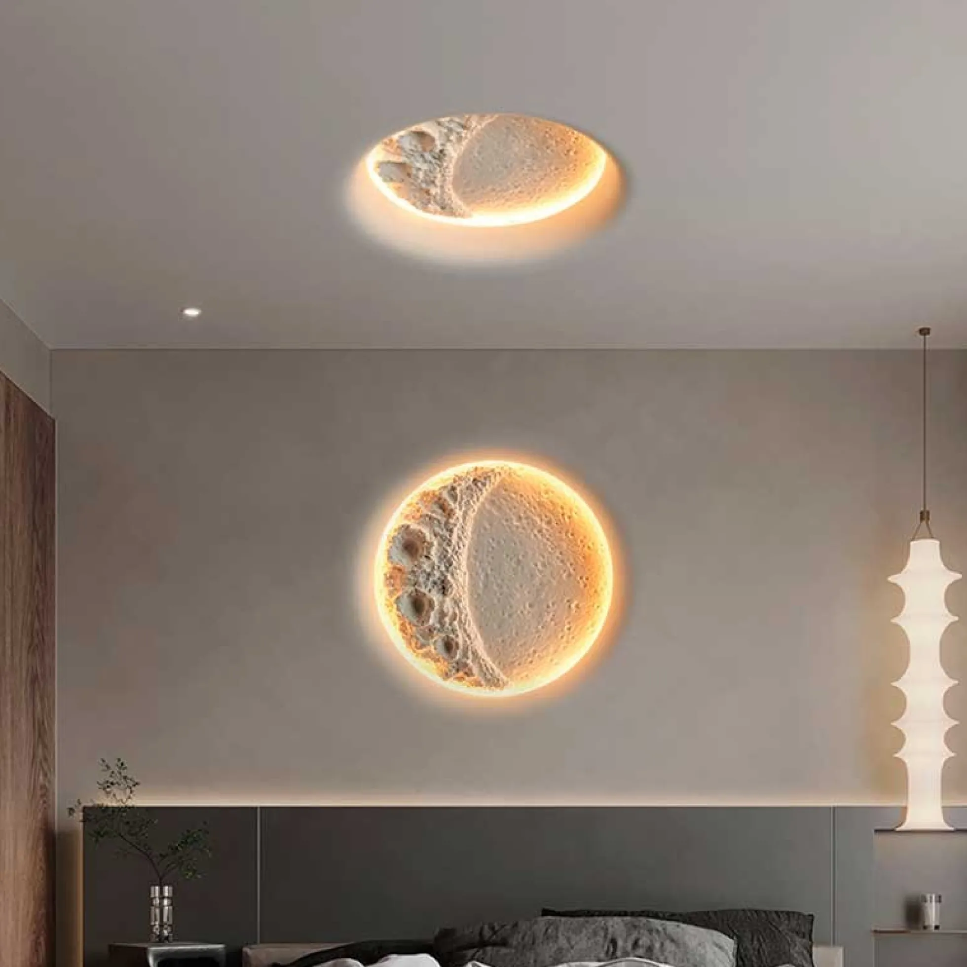 Lámpara integrable de escayola trimless en forma de luna "SIDEREUS" - 60x60cm - 17 W