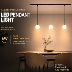 Lámpara LED de suspensión para carril magnético - 6W - 10mm - CCT + SMART FUNCTION
