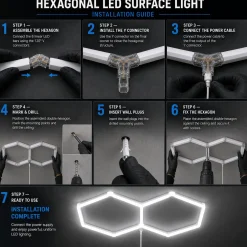 Lámpara LED hexagonal - 6500K - 2 hexágonos - 440cm