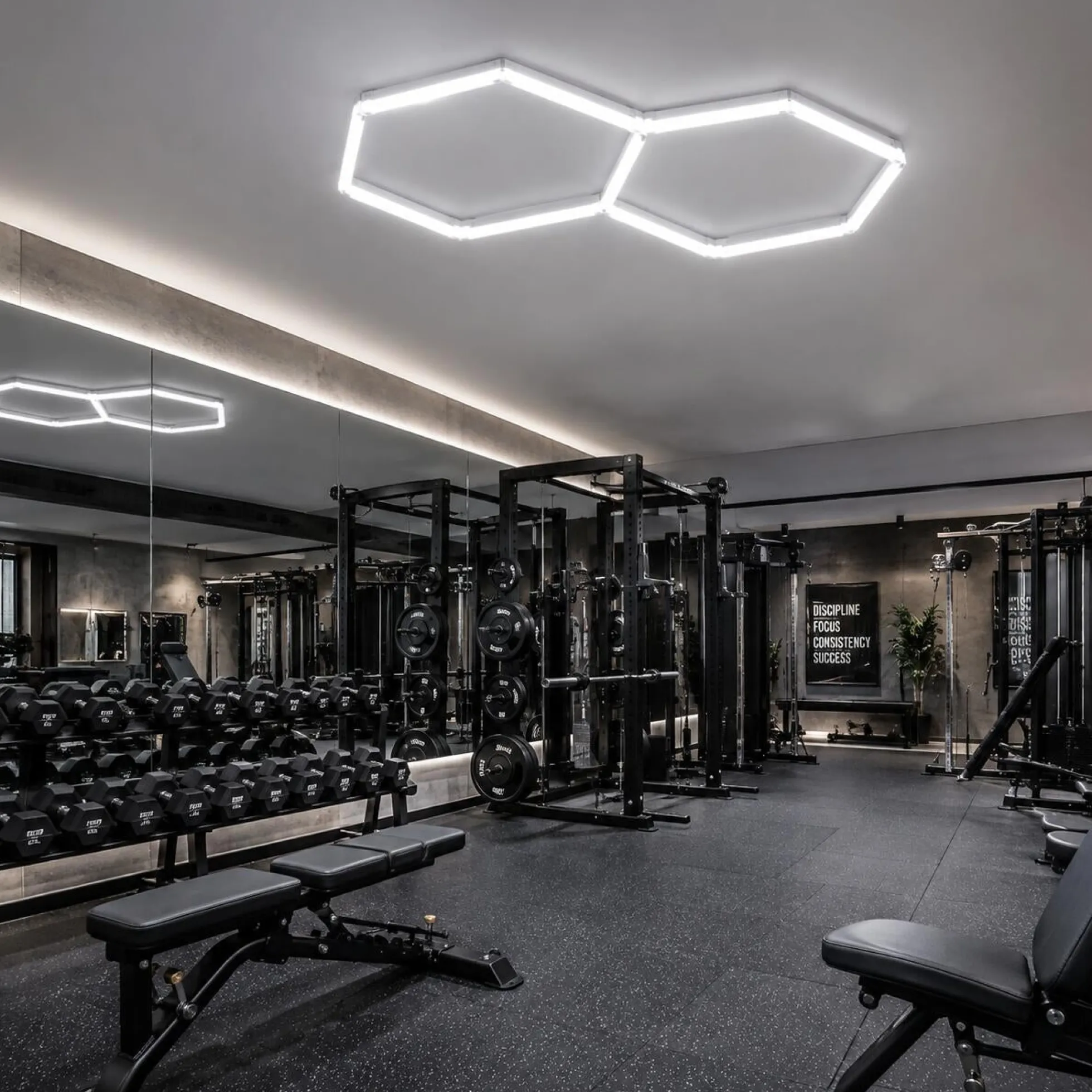 Lámpara LED hexagonal - 6500K - 2 hexágonos - 440cm
