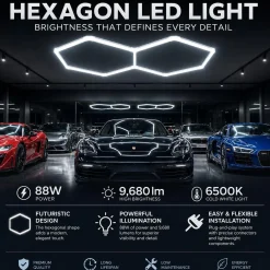 Lámpara LED hexagonal - 6500K - 2 hexágonos - 440cm