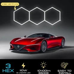 Lámpara LED hexagonal - 6500K - 3 hexágonos - 44cm