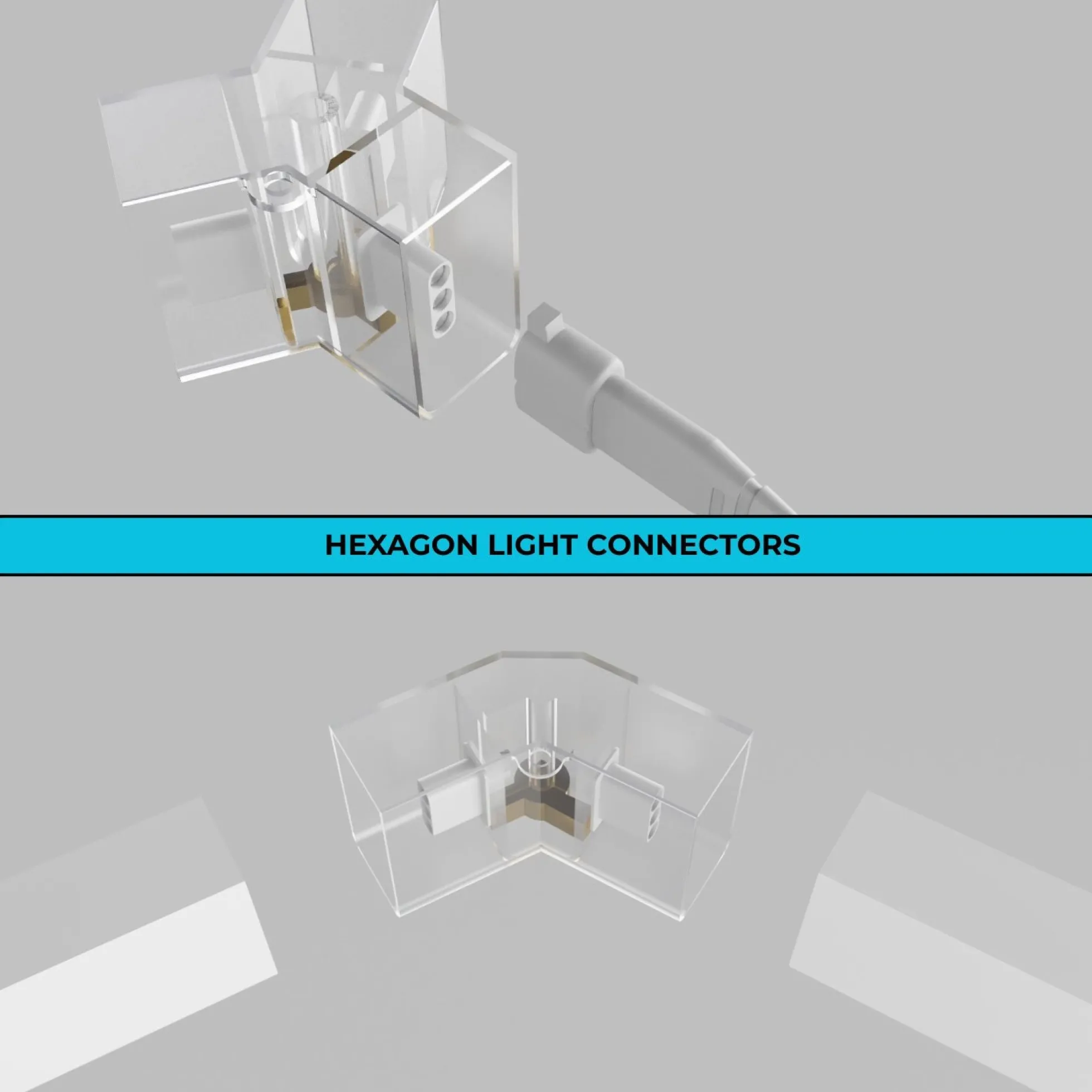 Lámpara LED hexagonal - 6500K - 3 hexágonos - 44cm